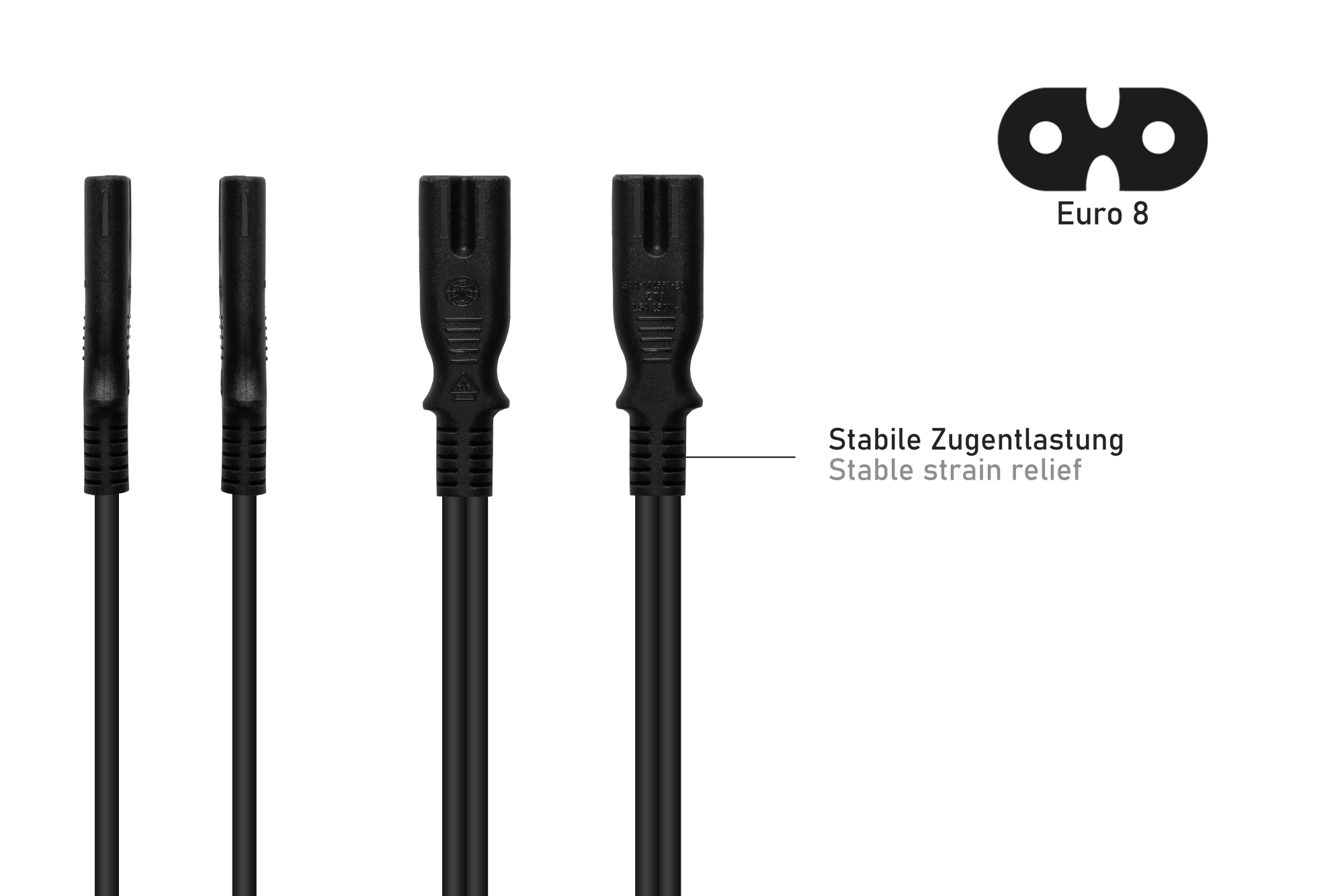 kabelmeister® Netzkabel Amerika/USA Typ A (NEMA 1-15P) an C7/Euro 8 Buchse (gerade), UL, schwarz, AWG18, 1,8 m