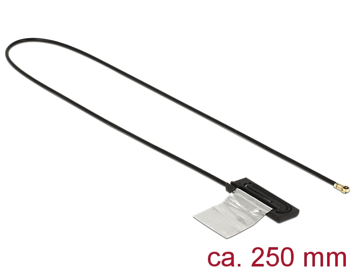 WLAN Antenne MHF IV /HSC MXHP32 kompatibler Stecker 802.11 ac/a/h/b/g/n CCD 1 dBi 250 mm intern, Delock® [86286]