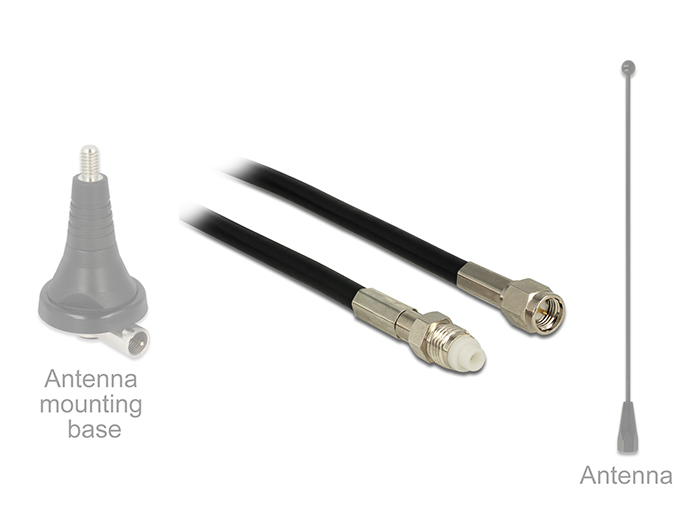 Antennenkabel FME Buchse an SMA Stecker RG-58, schwarz, 7,5m, Delock® [12450]