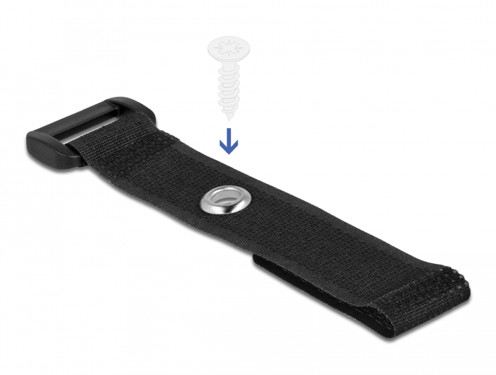 Klett-Kabelbinder mit Schlaufe und Befestigungsöse L 150 x B 20 mm schwarz 5 Stück, Delock® [19537]