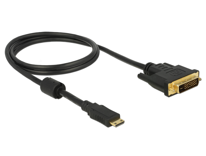 HDMI Kabel Mini-C Stecker an DVI 24+1 Stecker 1m, Delock® [83582]