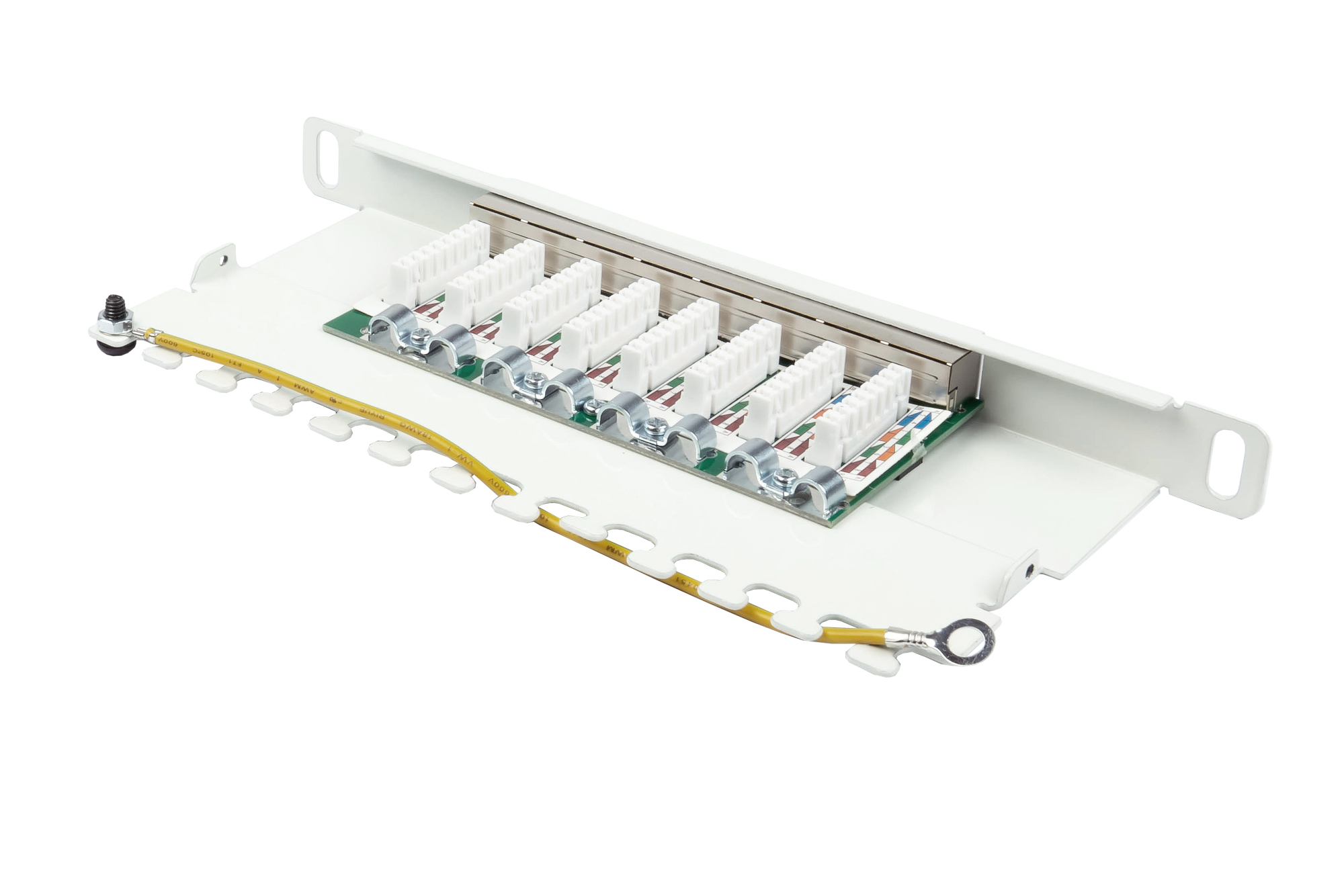Patchpanel 10" Cat. 6, 8-Port, 0,5 HE, STP geschirmt, werkzeugloses Öffnen, Reinweiß (RAL9010), Good Connections®