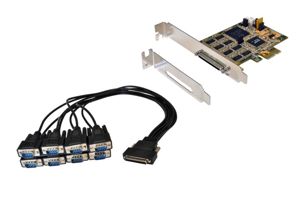 8S Seriell RS232 PCIe Karte, inkl. LowProfile Bügel und Octopus Kabel (SystemBase Chip-Set), Exsys® [EX-44388]