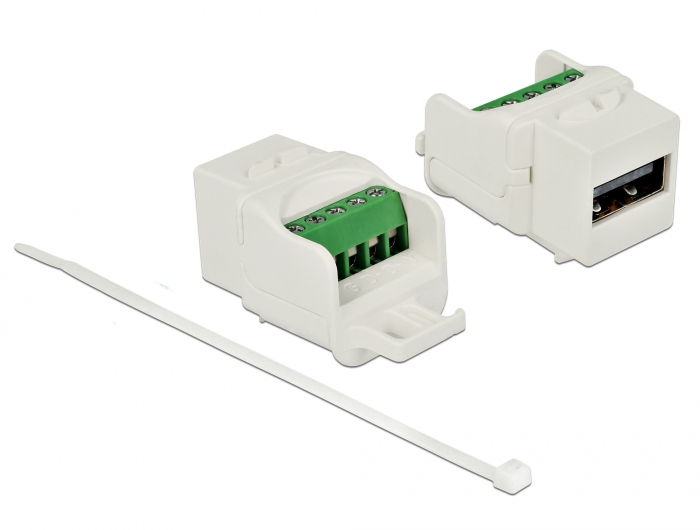 Keystone Modul USB 2.0 A Buchse an Terminalblock weiß, Delock® [86376]