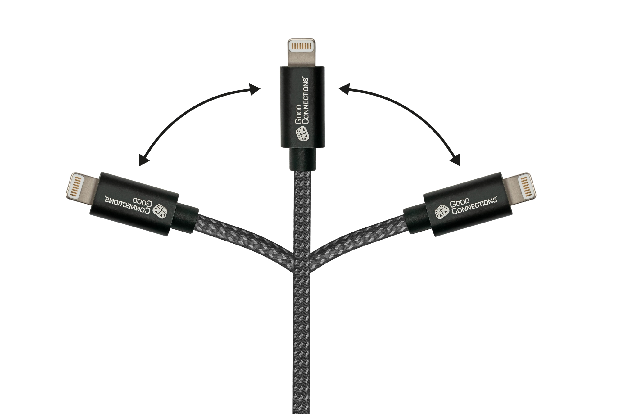 USB 2.0 Lade- und Datenkabel für iPhone/iPad/iPod, USB-A Stecker an Lightning™ Stecker, MFI zertifiziert, 12W, schwarz, 0,5m, Good Connections®