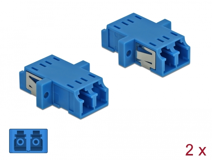 LWL Kupplung LC Duplex Buchse zu LC Duplex Buchse Singlemode 2 Stück blau, Delock® [85999]