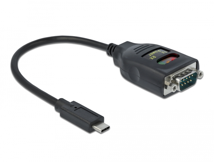 Adapter USB Type-C™ zu 1 x Seriell RS-232 DB9 mit 15 kV ESD Schutz, Delock® [64038]