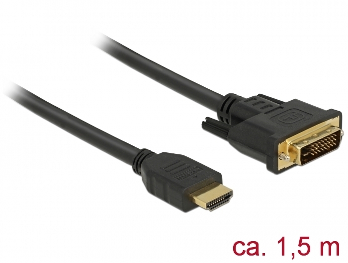 HDMI an DVI 24+1 Kabel, bidirektional, schwarz, 1,5m, Delock® [85653]