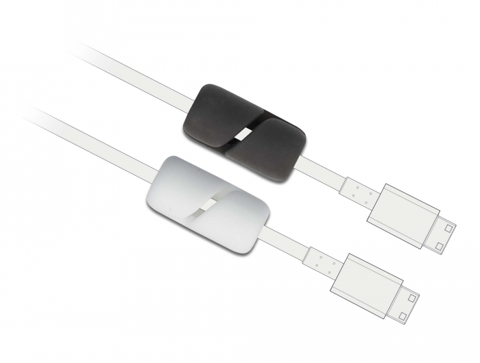 Kabelhalter selbstschließend und selbstklebend 3 Stück schwarz / weiß, Delock® [18404]