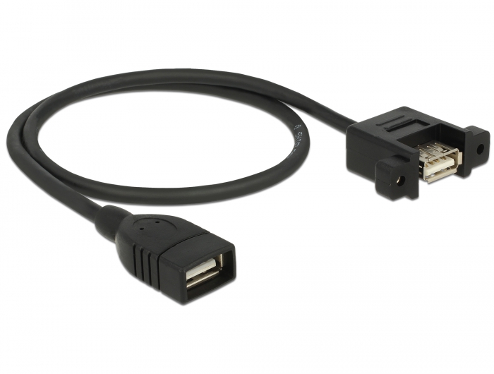 Kabel USB 2.0 Typ-A Buchse an USB 2.0 Typ-A Buchse zum Einbau, schwarz, 0,5 m, Delock® [85459]