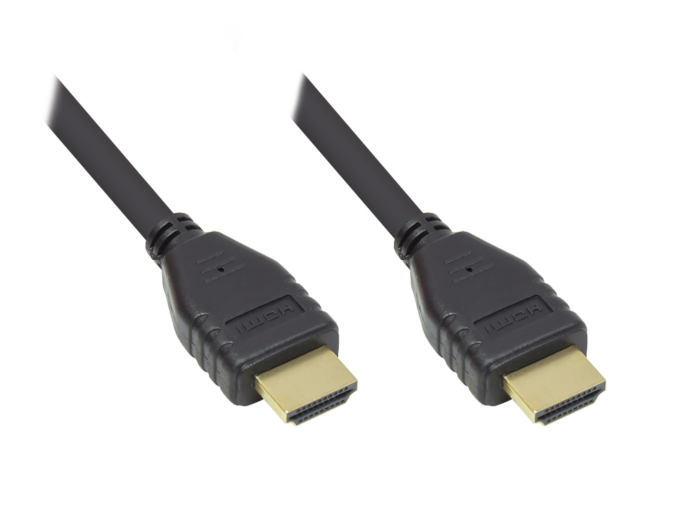 Anschlusskabel HDMI 2.0b, 4K / UHD @60Hz, PREMIUM, 18 Gbit/s, vergoldete Kontakte, CU, schwarz, 1m, Good Connections®