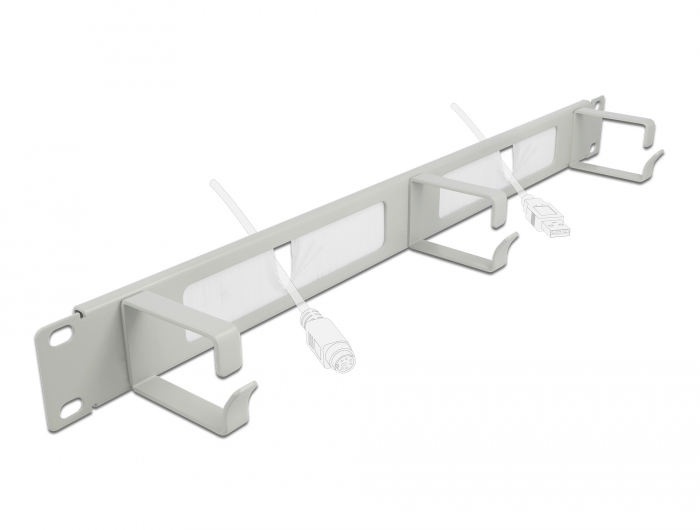 19" Kabelmanagement Bürstenleiste mit 3 Bügeln 1 HE grau, Delock® [66542]