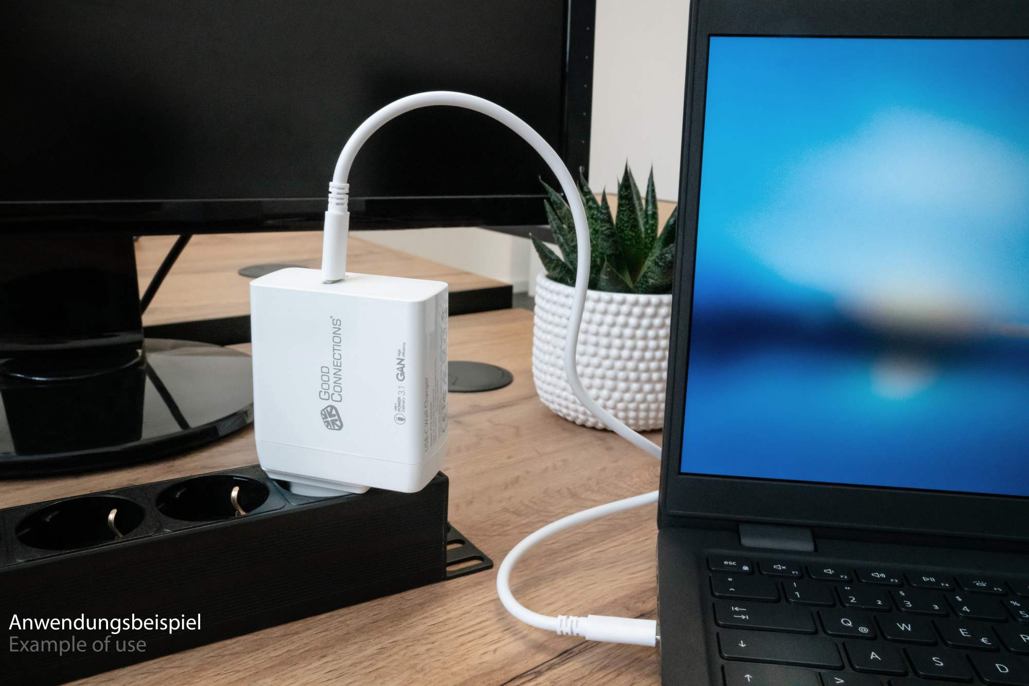 USB-Schnellladegerät 140W mit GaN-Technologie, 1-Port (USB-C™), PD 3.1, QC 5, PPS, inkl. 1,2m Ladekabel, weiß, Good Connections®