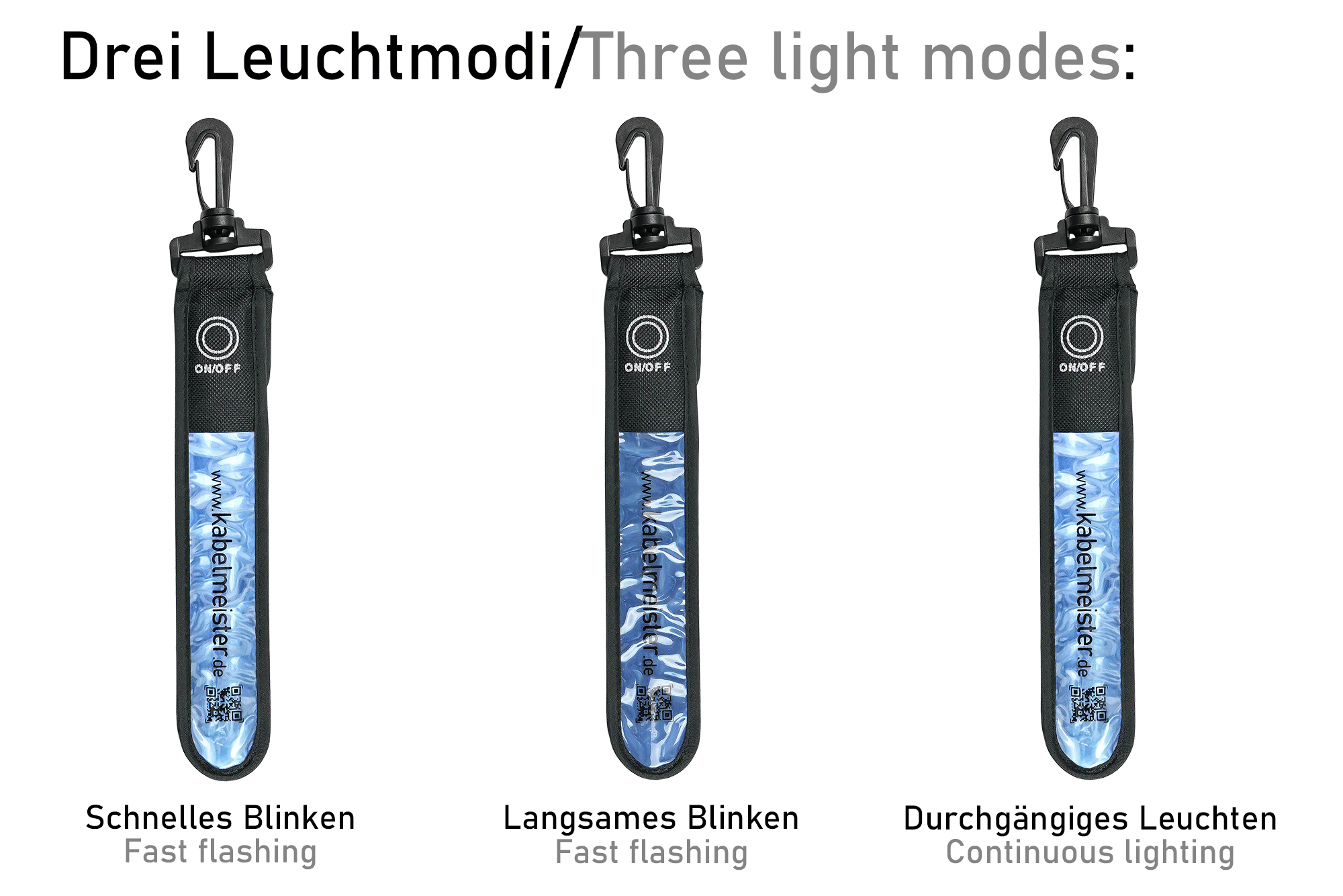 kabelmeister® LED Leuchtband mit Befestigungshaken, blau - 5er-Set