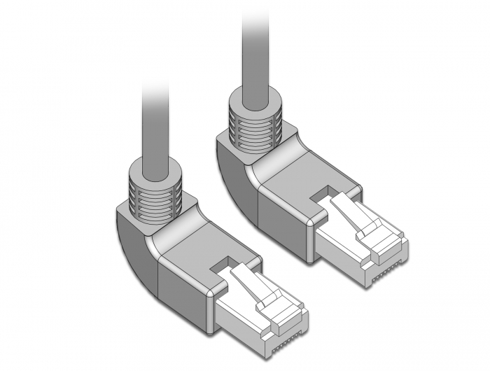 Netzwerkkabel RJ45 Cat.6A S/FTP oben / oben gewinkelt, grau, 2 m, Delock® [83523]