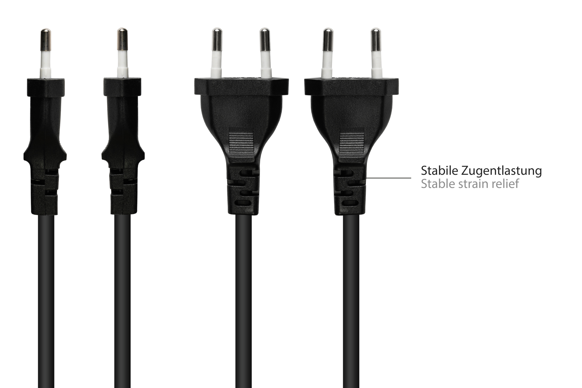 Euro-Verlängerung Euro-Stecker Typ C (gerade) an Euro-Buchse (gerade), schwarz, 0,75 mm², 2 m, Good Connections®