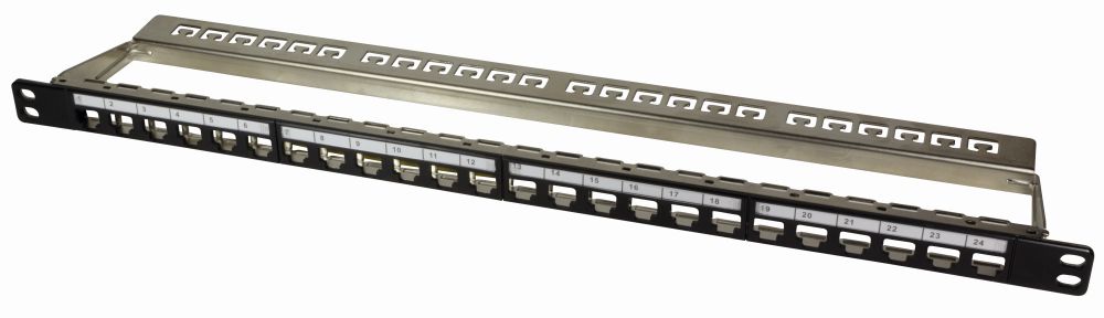 Keystone Modular Verteilerfeld 0.5HE für 24 Keystone Module NK4000, geschirmt, schwarz, leer, LogiLink® [NK4040]