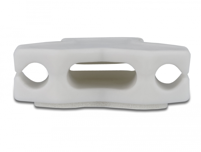 Kabelhalter selbstklebend mit 3 Durchführungen (1 x Flachkabel und 2 x Rundkabel) 2 Stück weiß, Delock® [18401]