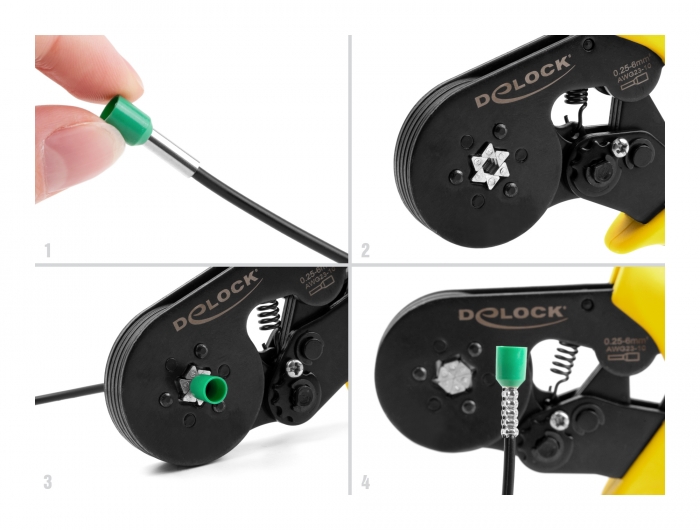 Zange zum Crimpen von Aderendhülsen selbsteinstellend - Sechskant, Delock® [90561]