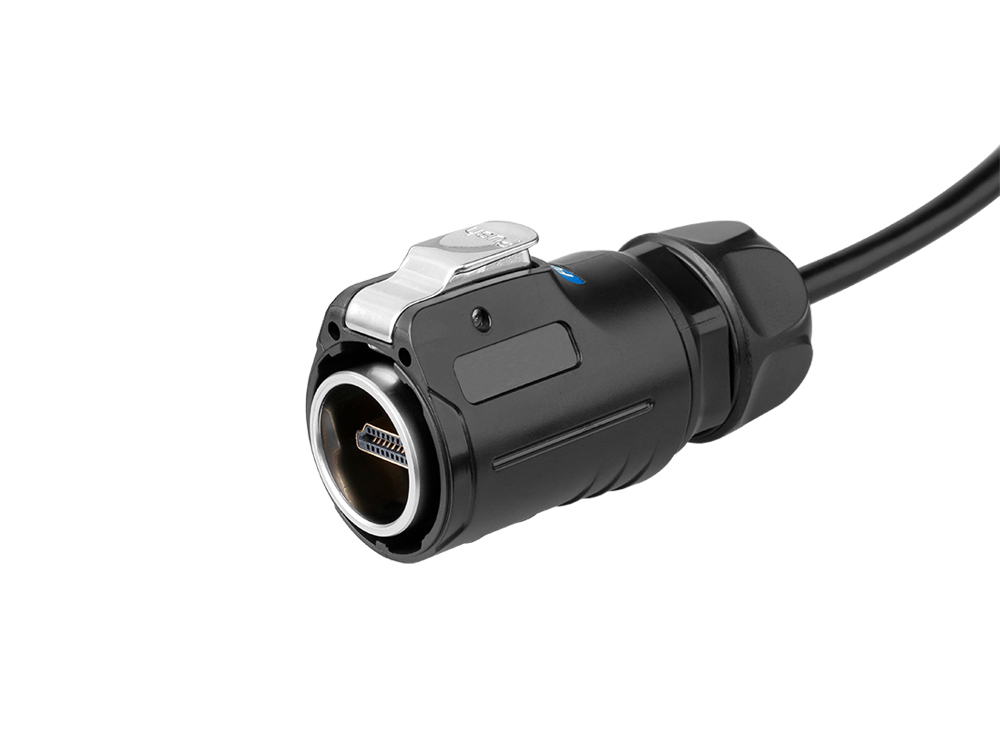 Industrie-Steckverbinder S1 - HDMI 2.0b Kabel, Stecker A mit Klick-Arretierung an Stecker A, M24, IP65/67, 1m, Good Connections®