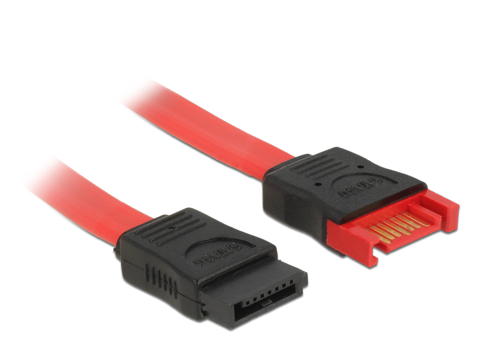 Verlängerungskabel SATA 6 Gb/s Stecker an SATA Buchse 100 cm rot, Delock® [83956]