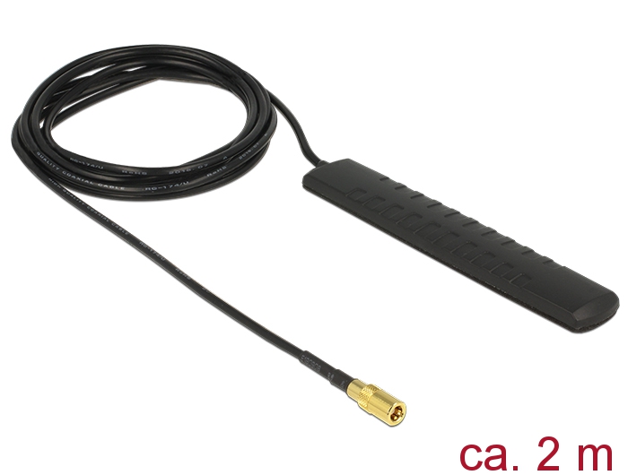 DAB+ DVB-T2 Antenne SMB Stecker 20 dBi aktiv omnidirektional schwarz Klebemontage, Delock® [89497]