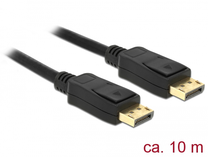 Kabel Displayport 1.2 Stecker an Displayport Stecker 4K / 60 Hz, schwarz, 10 m, Delock® [84862]