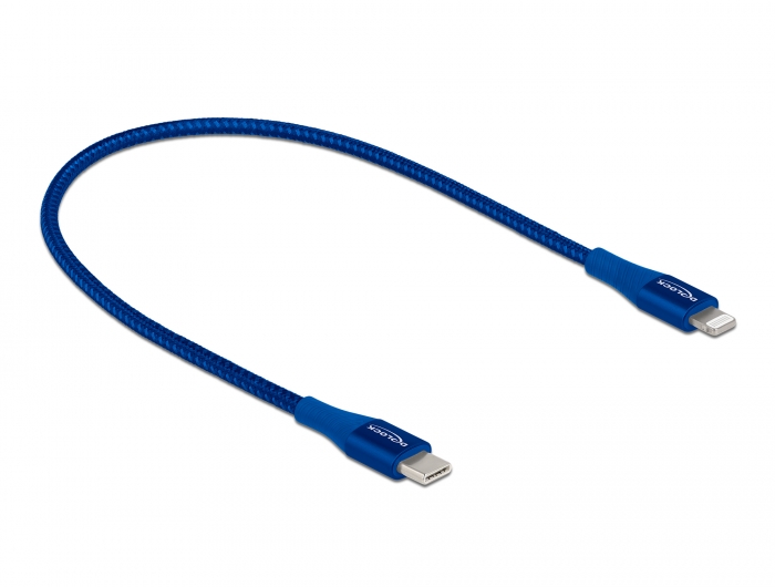 Daten- und Ladekabel USB Type-C™ zu Lightning™ für iPhone™, iPad™ und iPod™ blau 0,5 m MFi, Delock® [85415]
