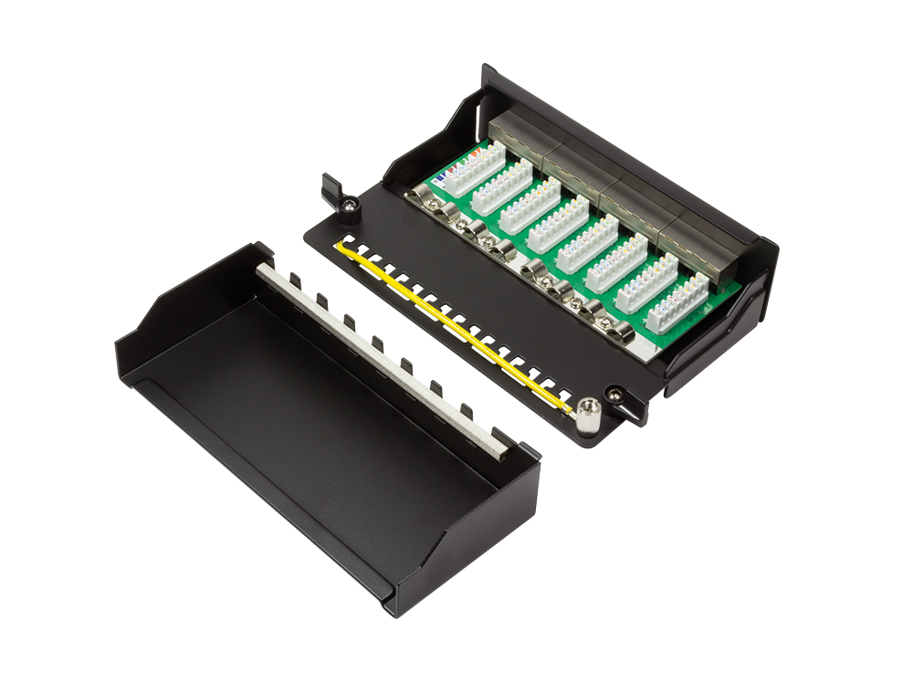Patchpanel Tisch/Wand, Cat. 6A, STP, 8-Ports, schwarz, LogiLink® [NP0018B]