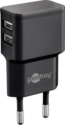 USB-Ladegerät, 2 Port, 2,4A, schwarz