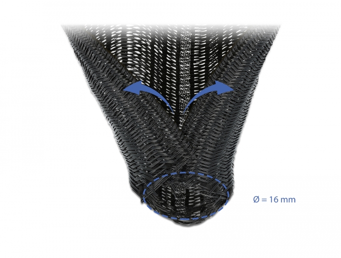 Geflechtschlauch selbstschließend 2 m x 16 mm schwarz, Delock® [18854]