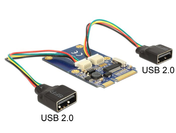 Modul MiniPCIe I/O full size, Typ A Buchse, 2x USB 2.0, Delock® [95242]