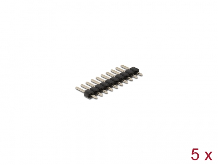 Stiftleiste 10 Pin, Rastermaß 2,54 mm, 1-reihig, gerade, 5 Stück, Delock® [66692]