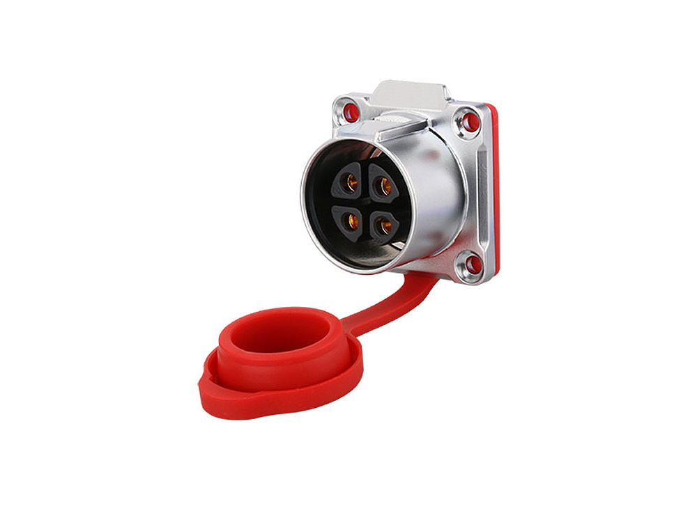 Industrie-Steckverbinder S1 - Power (4-Pin) Durchführungskupplung mit Flansch, Lötanschluss, Metall, M24, IP65/67, Good Connections®