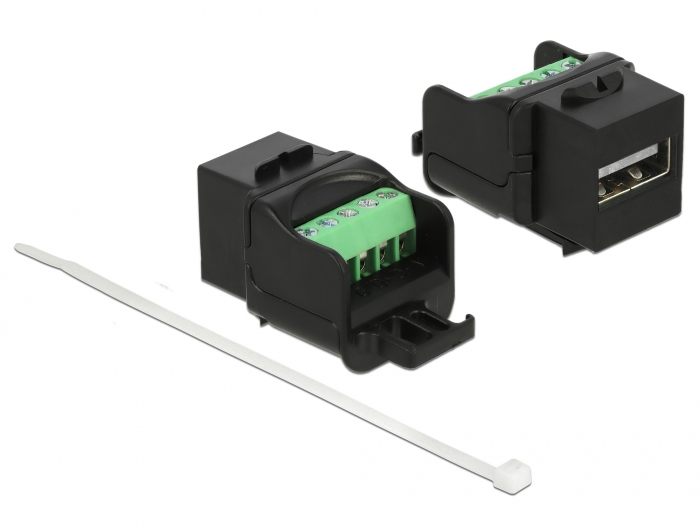 Keystone Modul USB 2.0 A Buchse an Terminalblock schwarz, Delock® [86386]