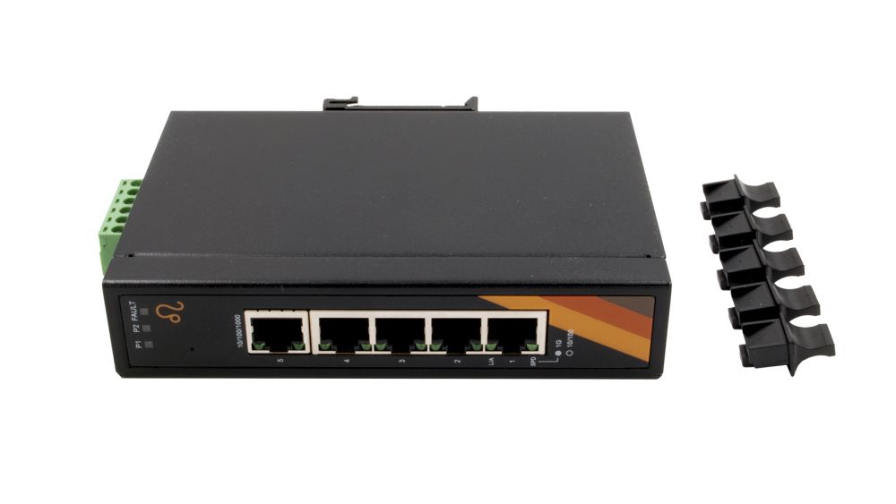 5-Port Industrie Ethernet Switch - 5*10/100/1000Tx, 12-48VDC Power Input, Exsys® [EX-6221]