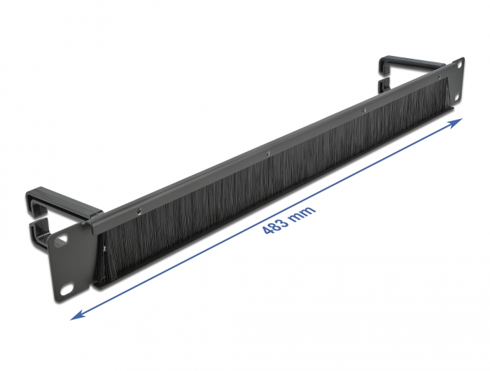 19" Kabelmanagement Bürstenleiste mit 2 Bügeln 1 HE schwarz, Delock® [66486]