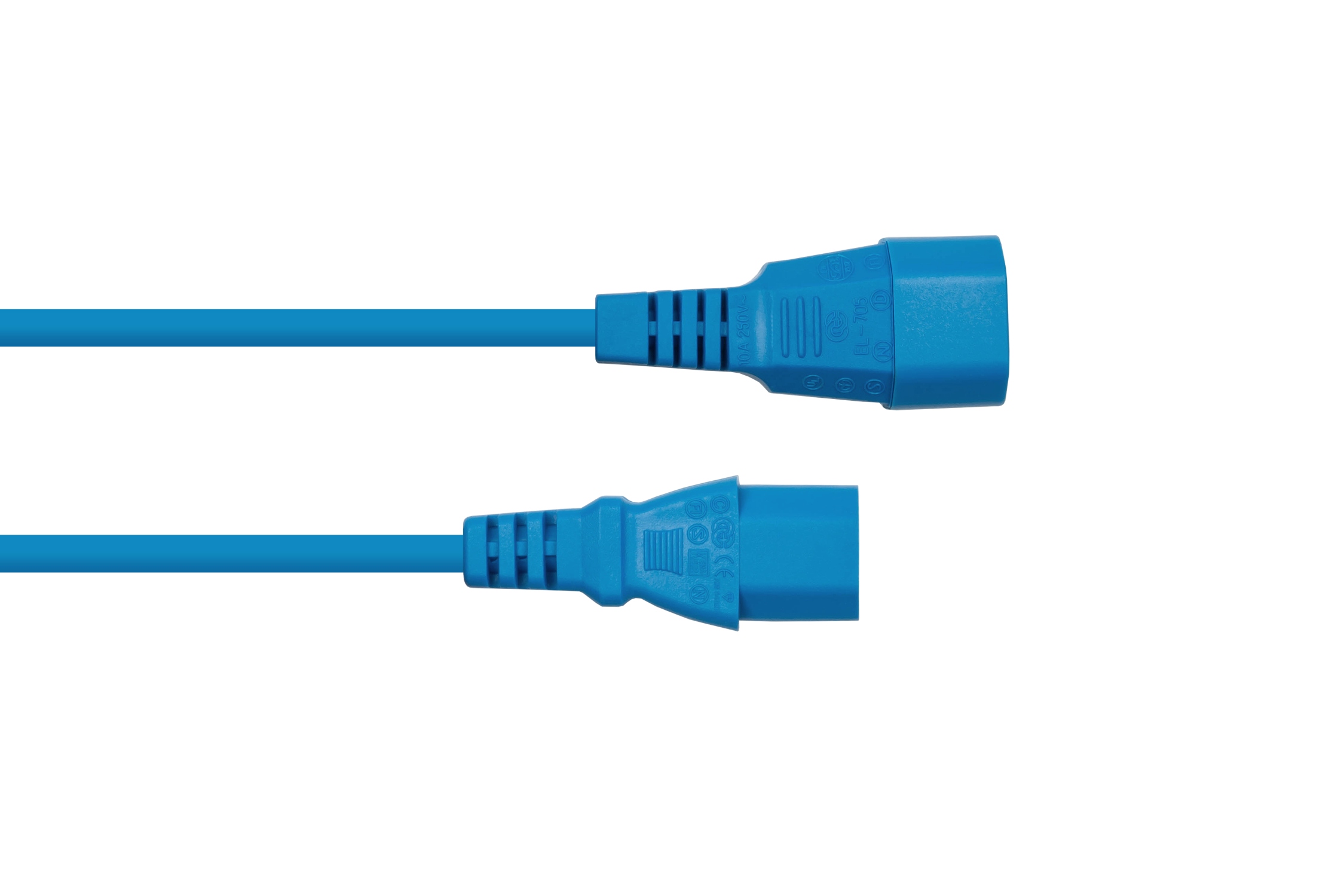 kabelmeister® Kaltgeräteverlängerung Kaltgeräte-Stecker C14 an Kaltgeräte-Buchse C13, blau, 1,00mm², 5m