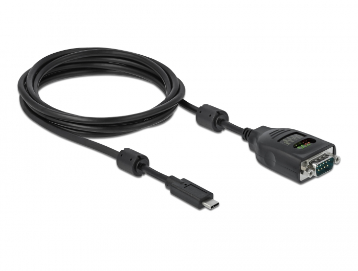 USB Type-C™ zu Seriell DB9 Adapter mit 9 LED RS-232 Tester, Delock® [90414]