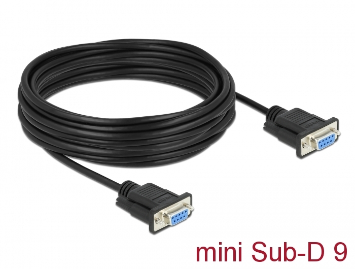 Seriell Kabel RS-232 D-Sub9 Buchse zu Buchse Nullmodem mit schmalem Steckergehäuse 10 m, Delock® [86604]