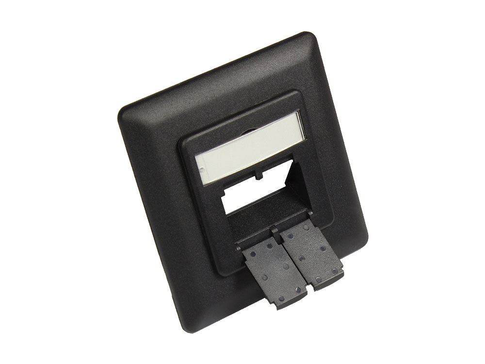 Zentralstück 50x50mm inkl. Abdeckrahmen 80x80mm für Netzwerkdosen, tiefschwarz (matt) RAL9005, Good Connections®