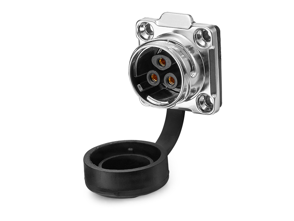 Industrie-Steckverbinder S3 - Power (3-Pin) Durchführungskupplung mit Flansch, Lötanschluss, Metall, M20, Bajonett, IP65/67, Good Connections®