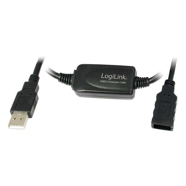 Verlängerungskabel USB 2.0, aktiv, schwarz, 25m, LogiLink® [UA0147]