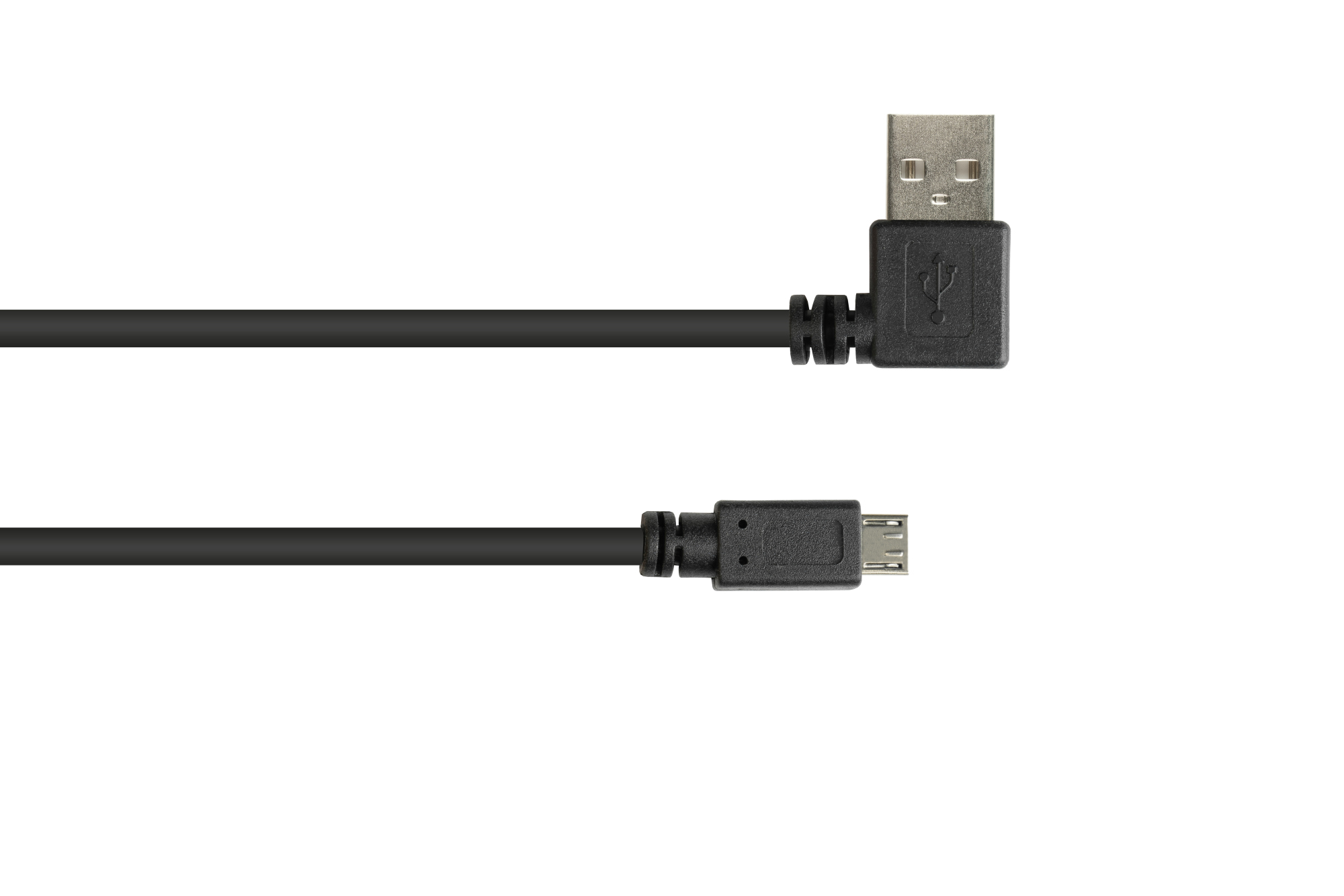 Anschlusskabel USB 2.0 EASY Stecker A gewinkelt an Stecker Micro B, schwarz, 1m, Good Connections®