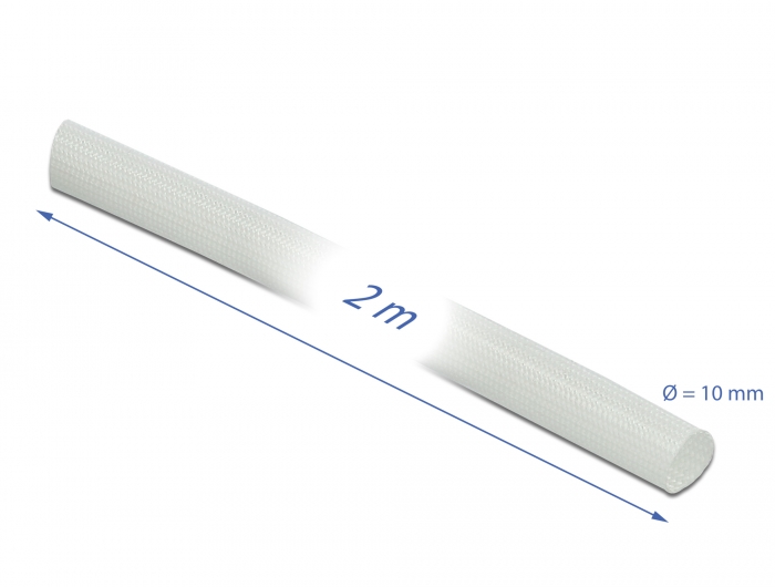 Schutzschlauch Glasfasergeflecht 2 m x 10 mm weiß, Delock® [18934]