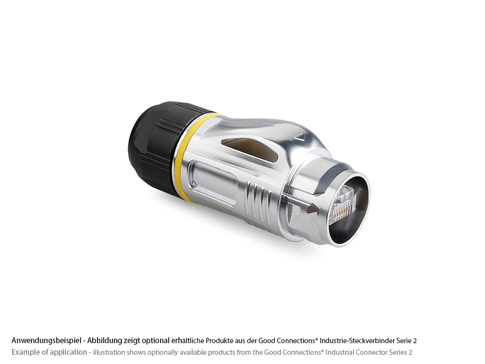 Industrie-Steckverbinder S2 - Unbestückter Stecker, Aussparung für RJ45 Stecker, Metall, M24, IP67, Good Connections®