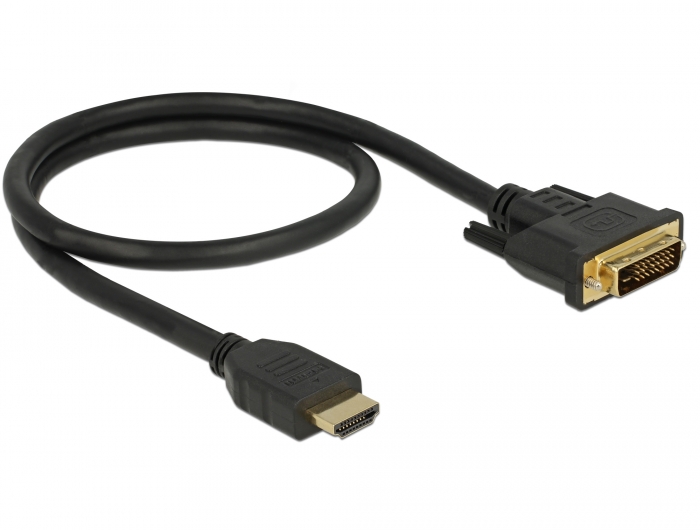 HDMI an DVI 24+1 Kabel, bidirektional, schwarz, 0,5m, Delock® [85651]