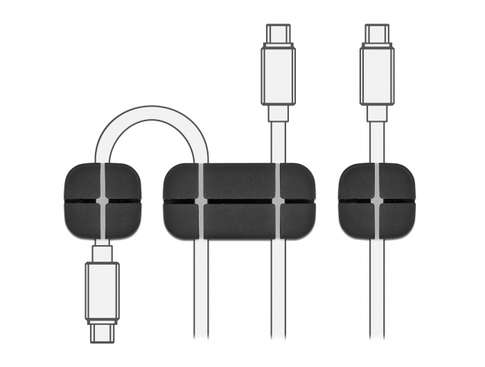 Kabelhalter Kombi Set 3 Stück schwarz, Delock® [18331]