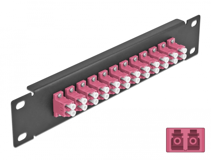 10" LWL Patchpanel 12 Port LC Duplex violett 1 HE schwarz, Delock® [66769]