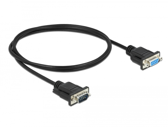 Seriell Kabel RS-232 D-Sub9 Stecker zu Buchse Nullmodem mit schmalem Steckergehäuse 1 m , Delock® [86615]